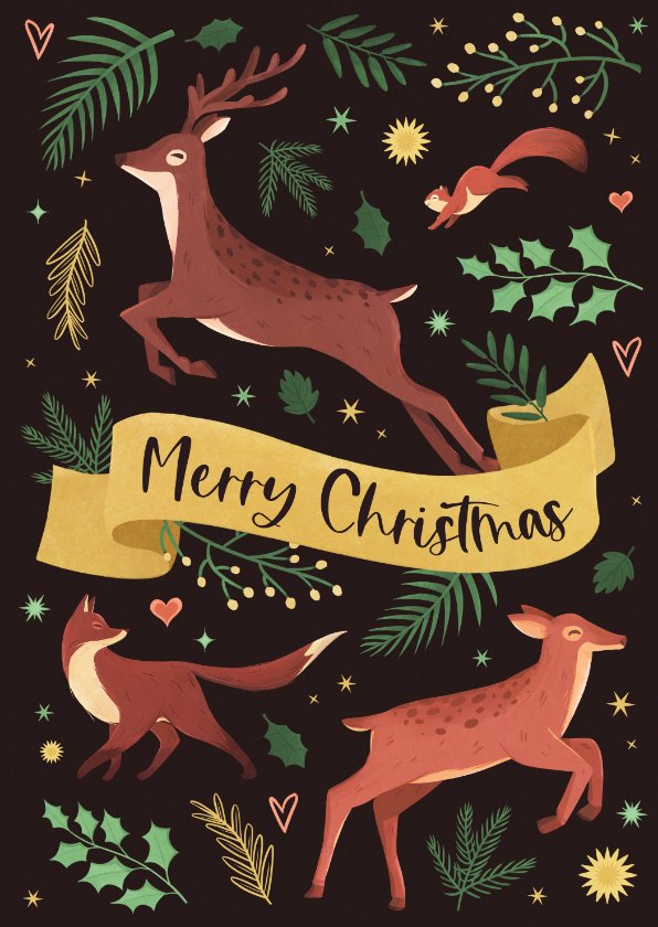 Weihnachtskarten Waldtiere – 10 Stück In Premium-Box, 12,1x12,1 Cm, Mit Handgefertigten Details