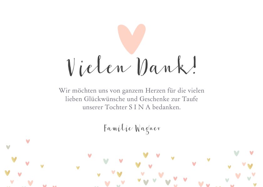 Danksagung Taufe mit Foto und kleinen Send a Smile