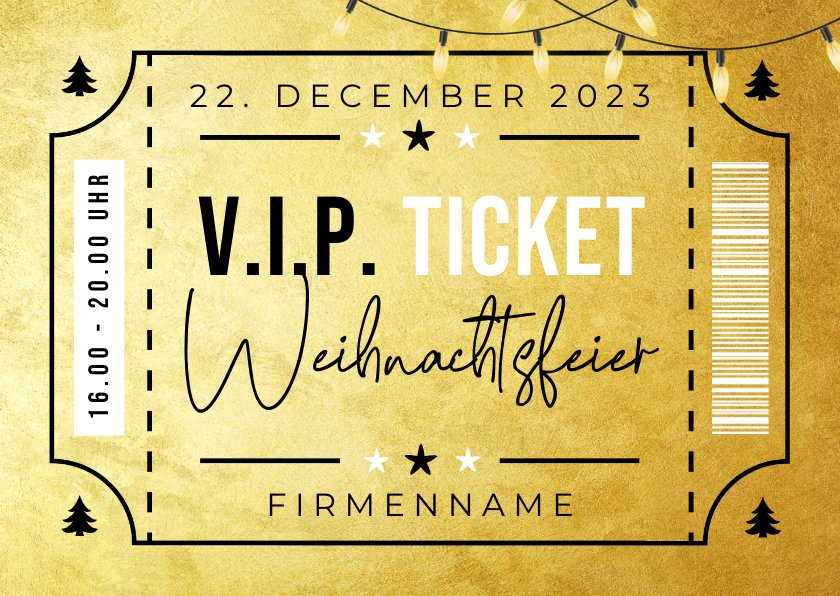 Einladung Weihnachtsfeier V.I.P.Ticket Send a Smile