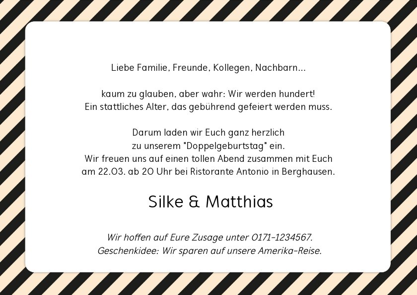 Einladung zum Doppelgeburtstag Schwarzweiß Send a Smile