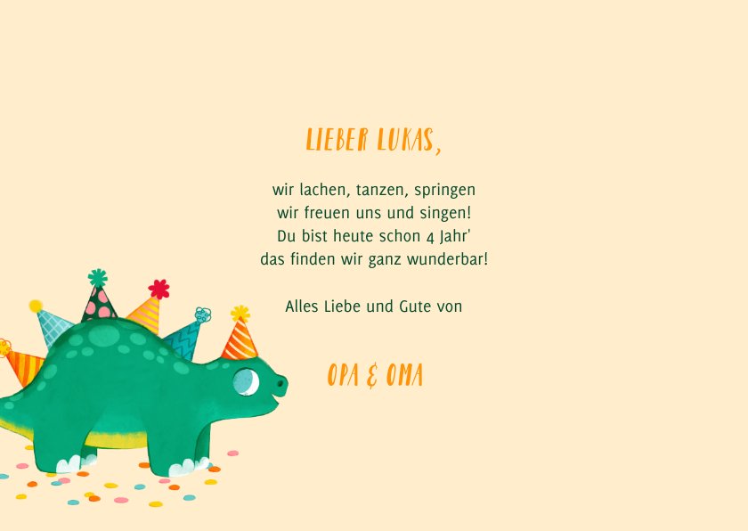 Glückwunschkarte Geburtstag Kind Dinosaurier Send a Smile
