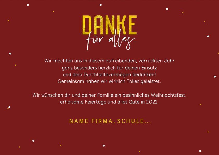 Mitarbeiter Weihnachtskarte'Gold wert Send a Smile