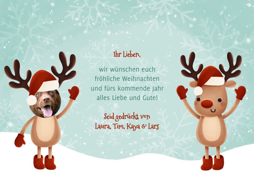 Weihnachtskarte Rentiere mit Fotos Send a Smile