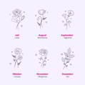 Personalisierte Lampe Geburtsblume (Bogen) 5