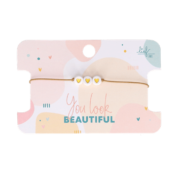 Armband ‘Herzchen’ (weiß/gold)