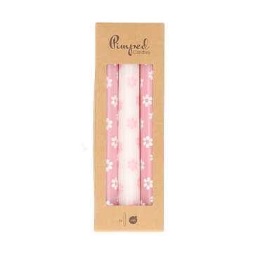 Kerzen Set Blumenmotiv