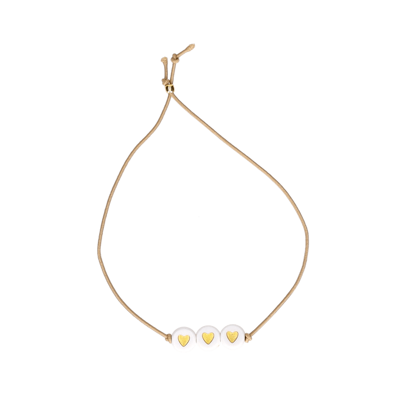 Armband ‘Herzchen’ (weiß/gold)