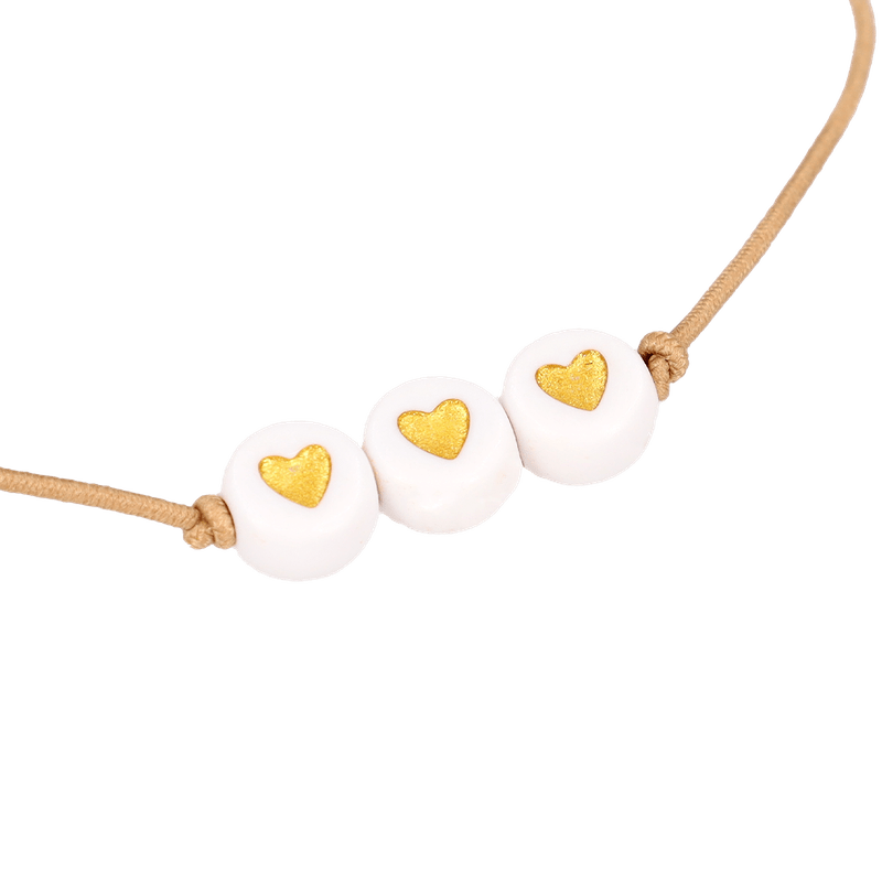 Armband ‘Herzchen’ (weiß/gold)