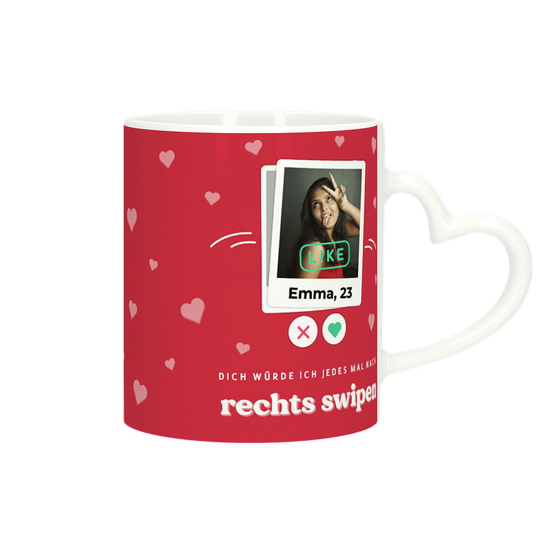Valentinstag Tasse mit Herzhenkel