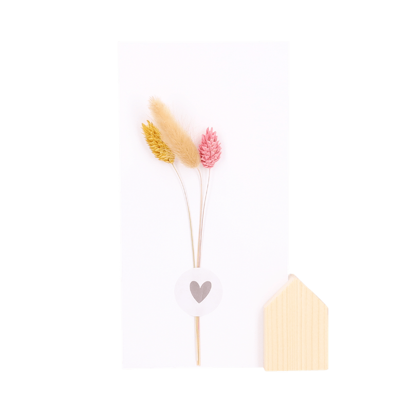 Kartenhalter Häuschen mit Trockenblumen