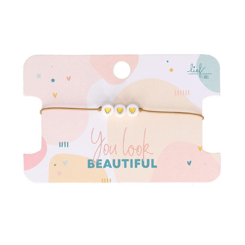 Armband ‘Herzchen’ (weiß/gold)