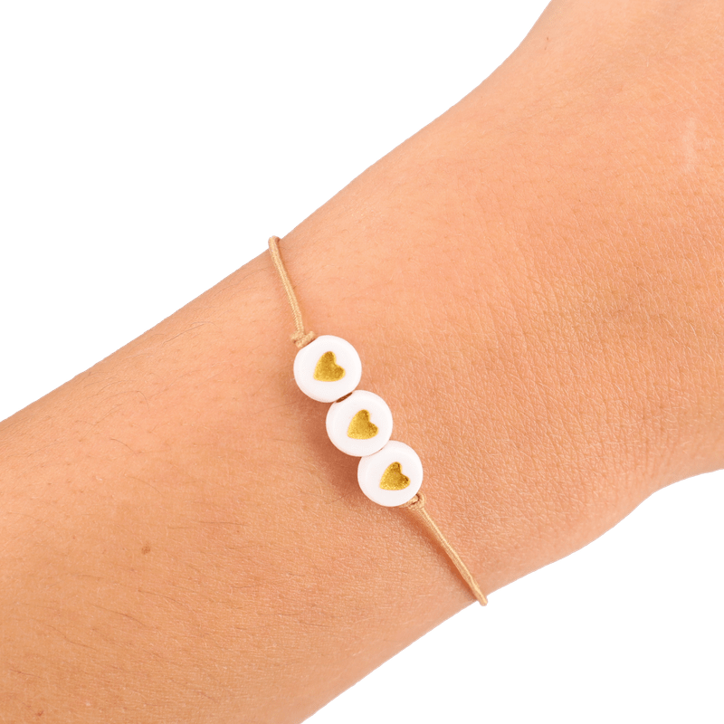 Armband ‘Herzchen’ (weiß/gold)