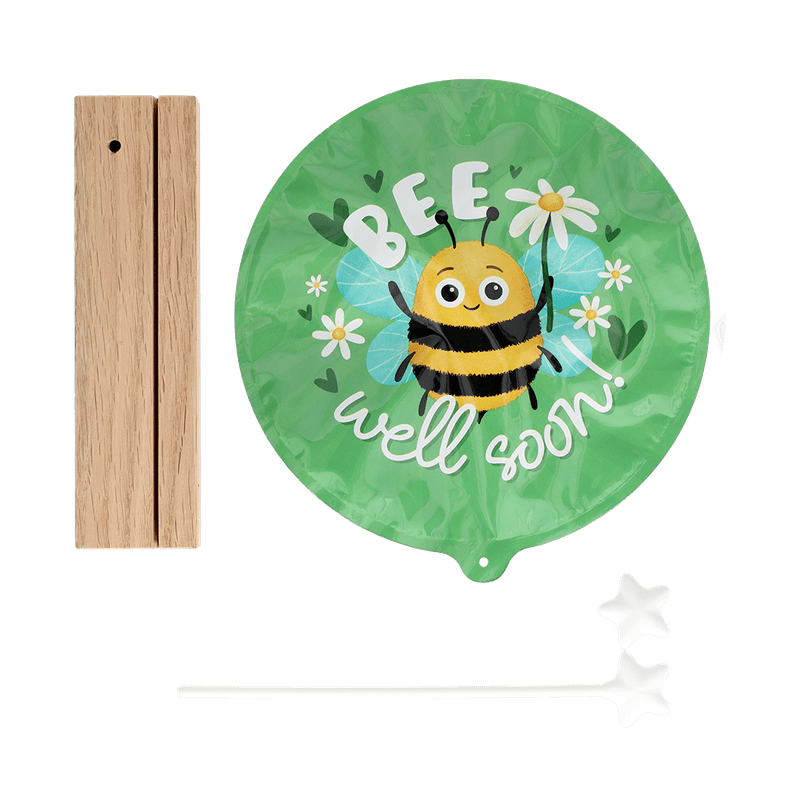 Mini-Luftballon ‘Bee well soon’ mit Kartenhalter