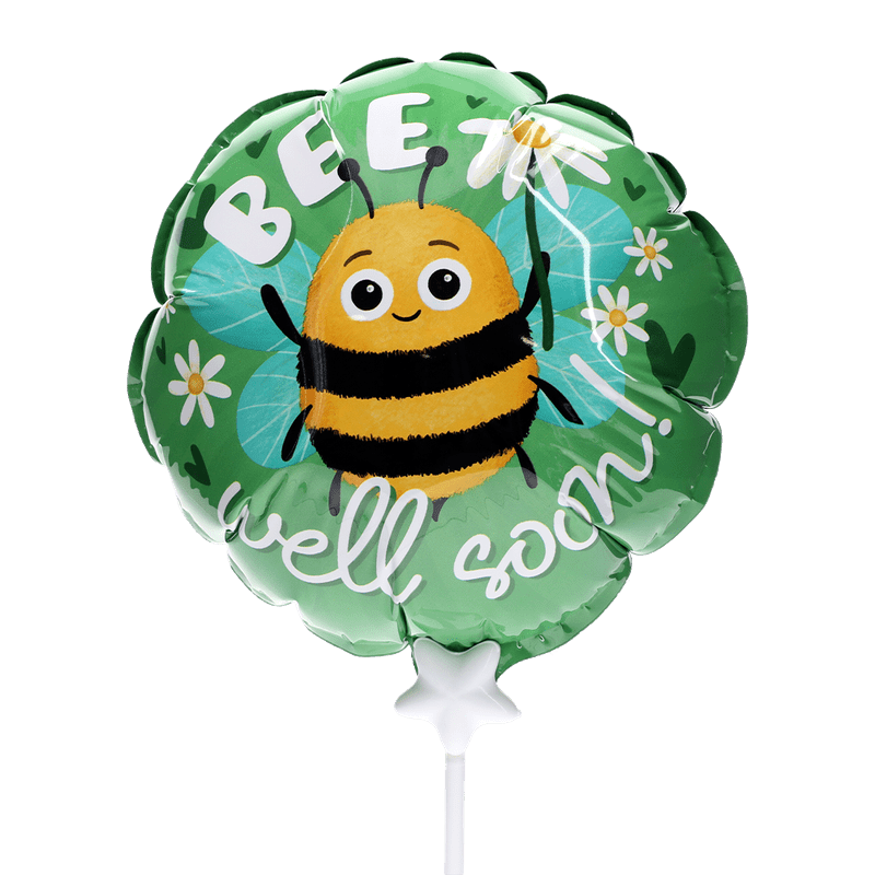 Mini-Luftballon ‘Bee well soon’ mit Kartenhalter