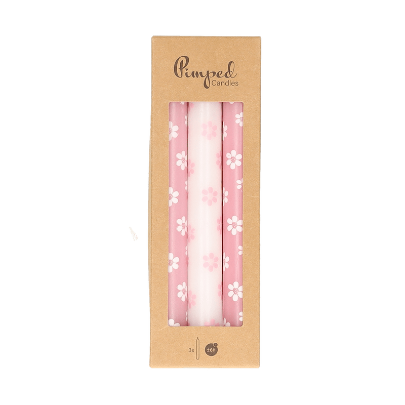 Kerzen Set Blumenmotiv