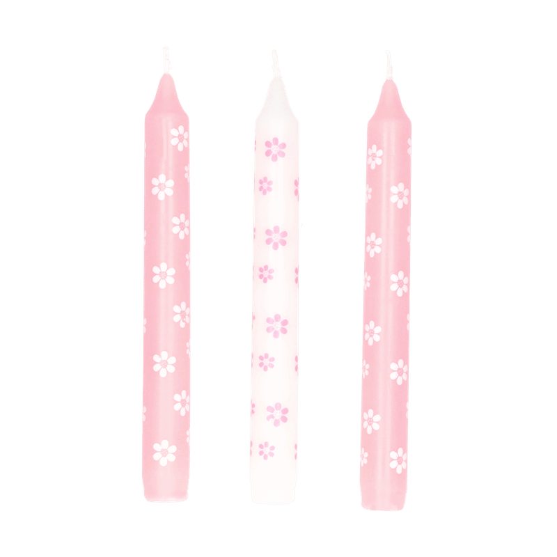 Kerzen Set Blumenmotiv