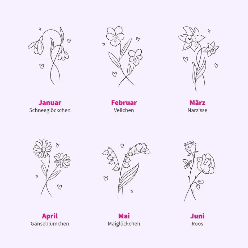 Personalisierte Lampe Geburtsblume (Bogen)