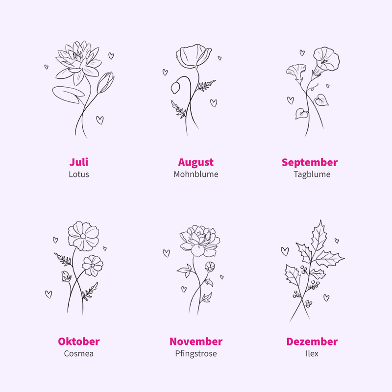 Personalisierte Lampe Geburtsblume (Bogen)