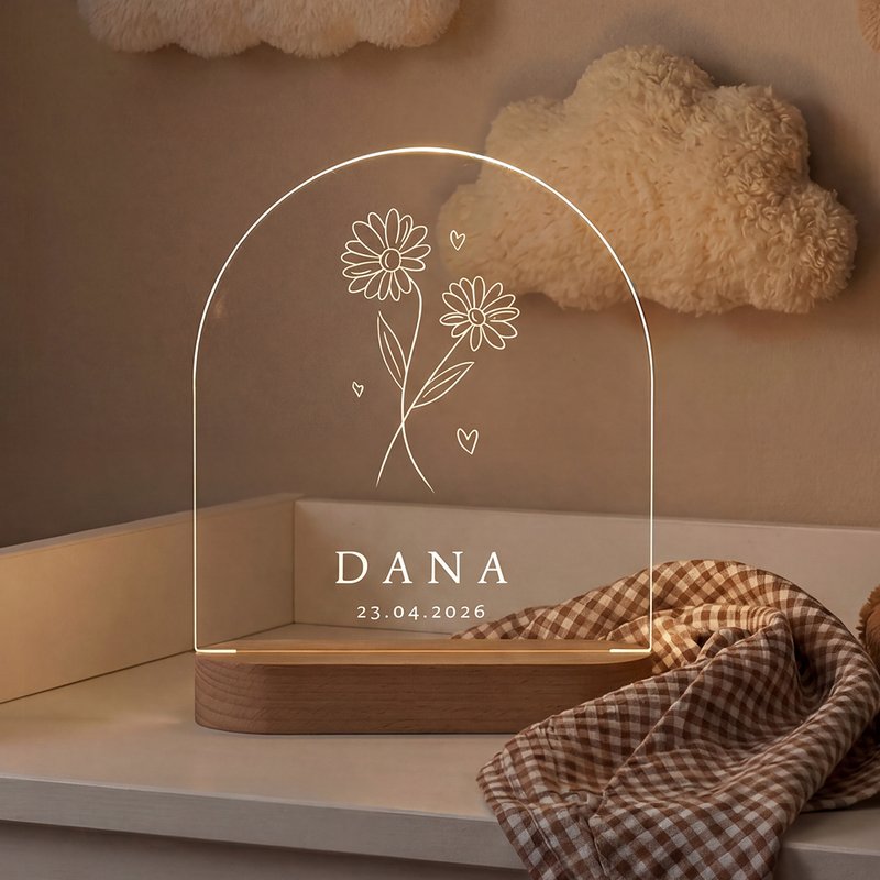 Personalisierte Lampe Geburtsblume (Bogen)