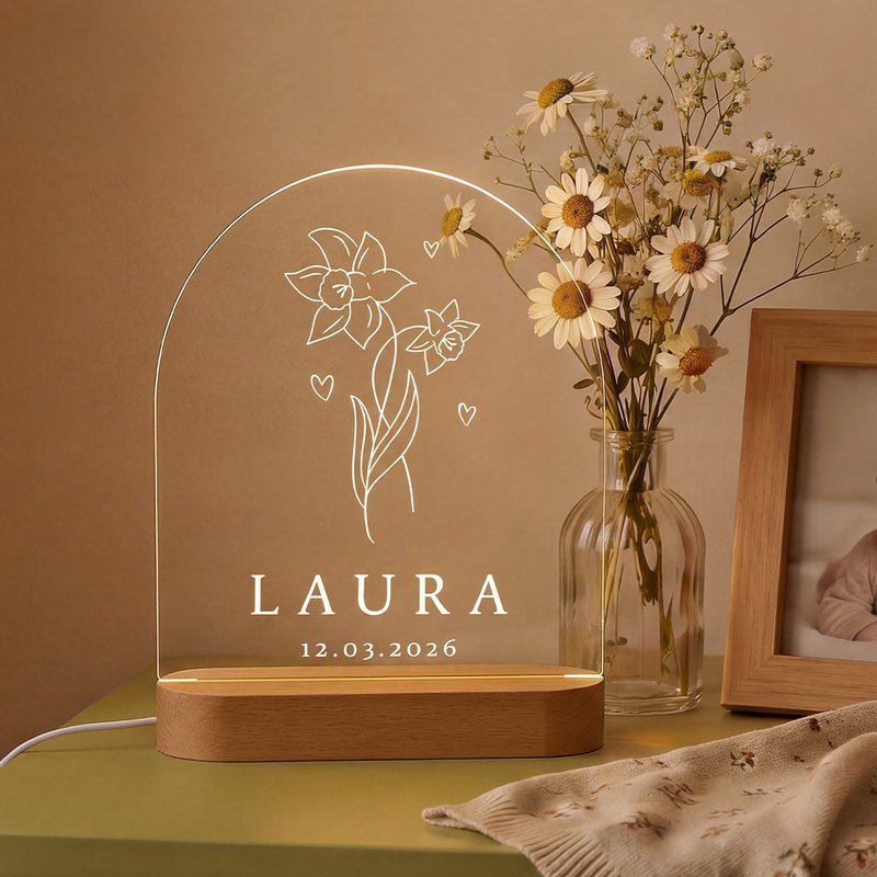 Personalisierte Lampe Geburtsblume (Bogen)