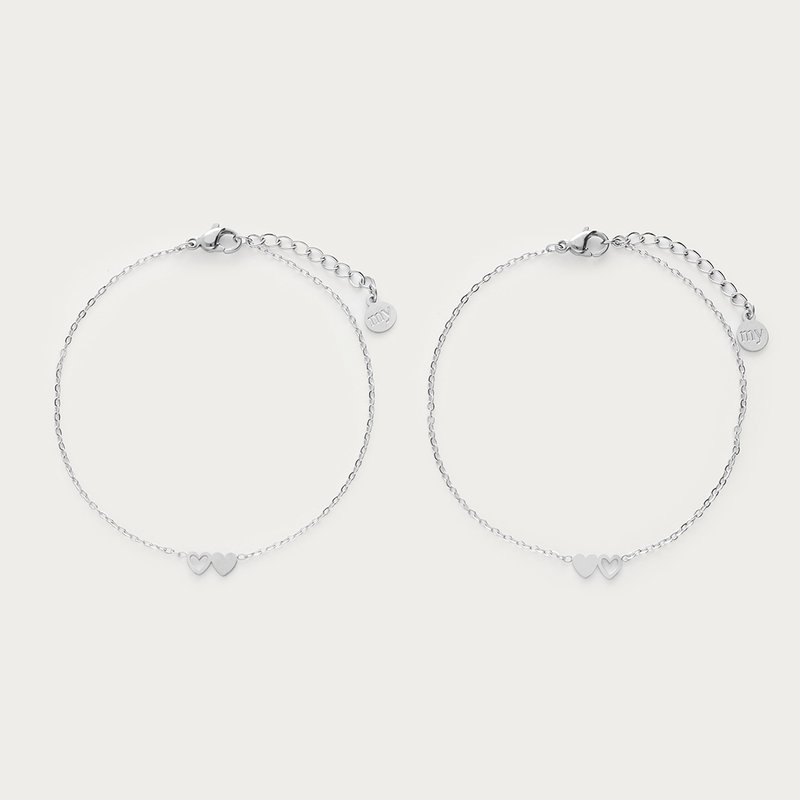 Armbänder Set zwei Herzen (silberfarben)