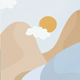 Landschaft hellblau mit Sonne RO