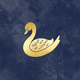 Goldener Schwan auf blau RO