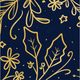 Ilex Strichzeichnung gold auf blau RO