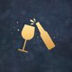 Bier und Wein gold auf blau I