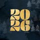 2026 Weihnachten Jahreszahl gold Tannen blau R