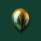 Luftballon dunkelgruen mit Gold L