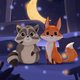 Waschbaer und Fuchs L