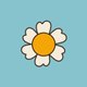 70s Blume auf blau T