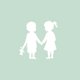 Silhouette Zwilling gruen Junge Maedchen I