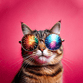 Katze Sonnenbrille Feuerwerk RO