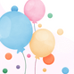 Bunte Luftballons und Konfetti M