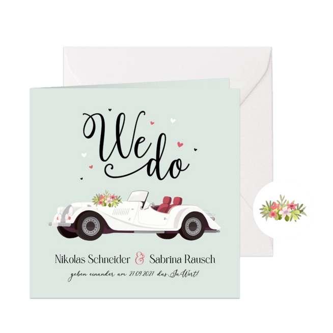 Hochzeitskarte Vintage Cabrio Oldtimer