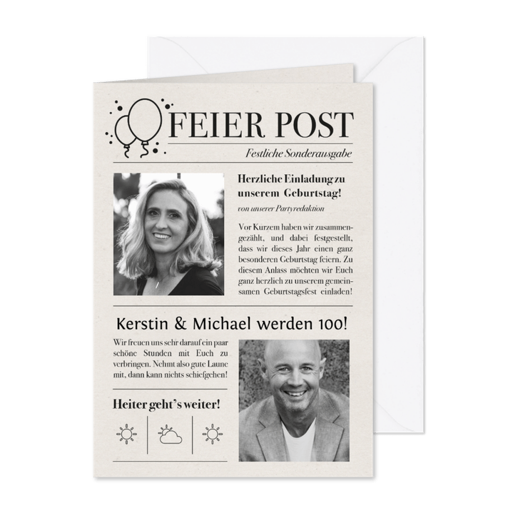 Einladung Zeitung Doppelgeburtstag