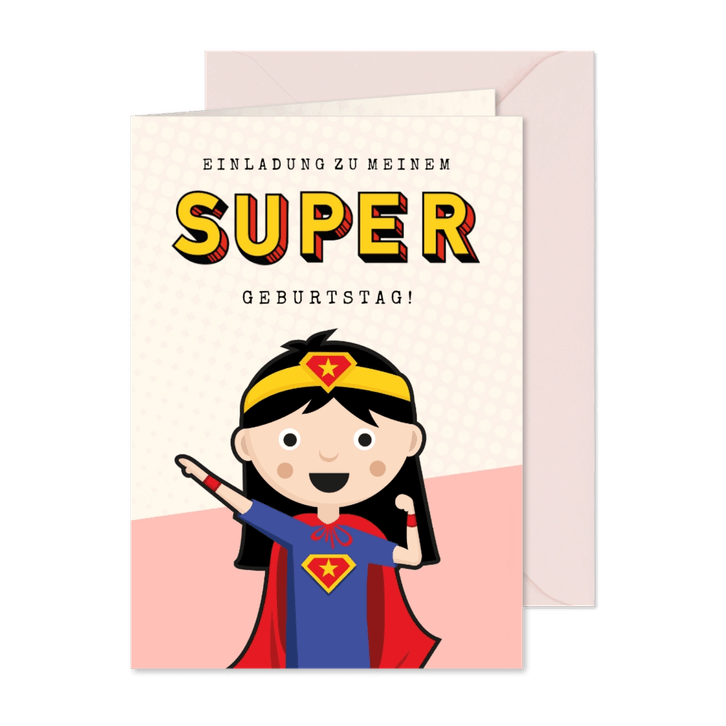 Einladung zum Superhelden-Geburtstag Mädchen