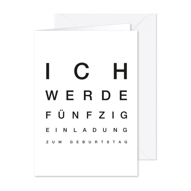 Einladungskarte zum Geburtstag Sehtest