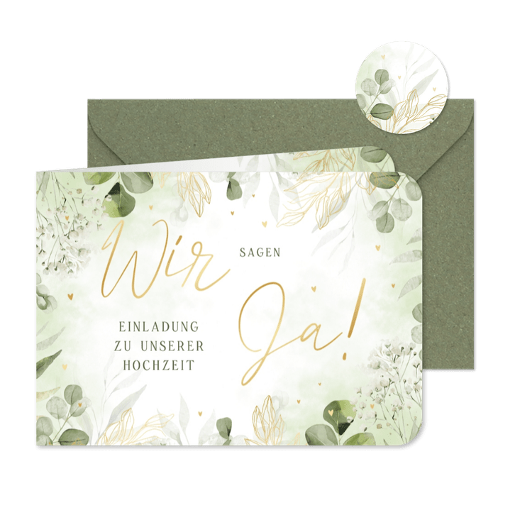Einladungskarte zur Hochzeit Aquarellzweige