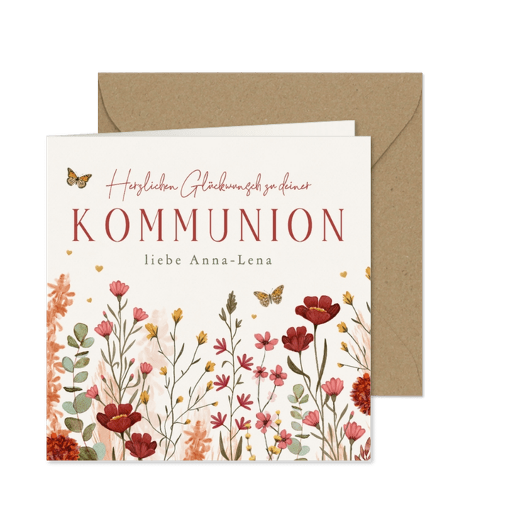 Glückwunschkarte Wildblumen Kommunion 