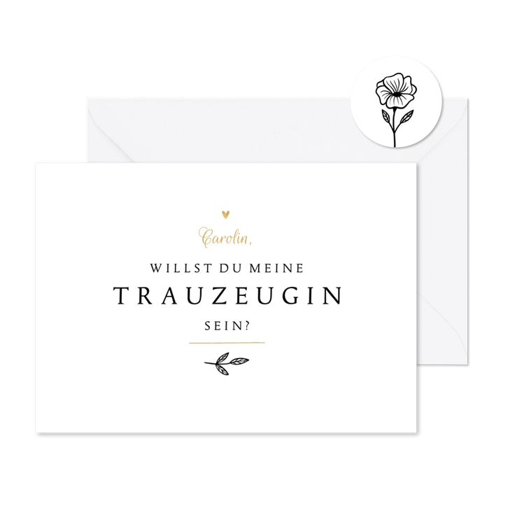 Karte 'Trauzeugin' klassisch