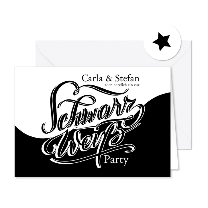 Schwarz-Weiß Mottoparty Script