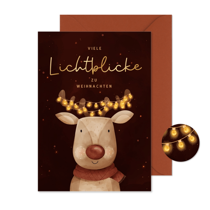 Weihnachtsgrußkarte Rentier Lichtblicke