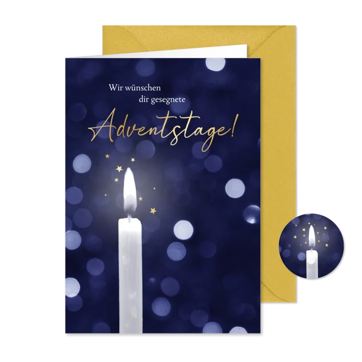 Adventsgrußkarte Kerze mit Sternchen