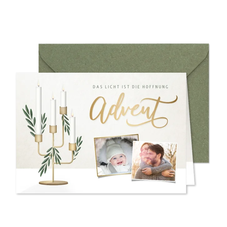 Adventskarte Fotocollage & Kerzenständer
