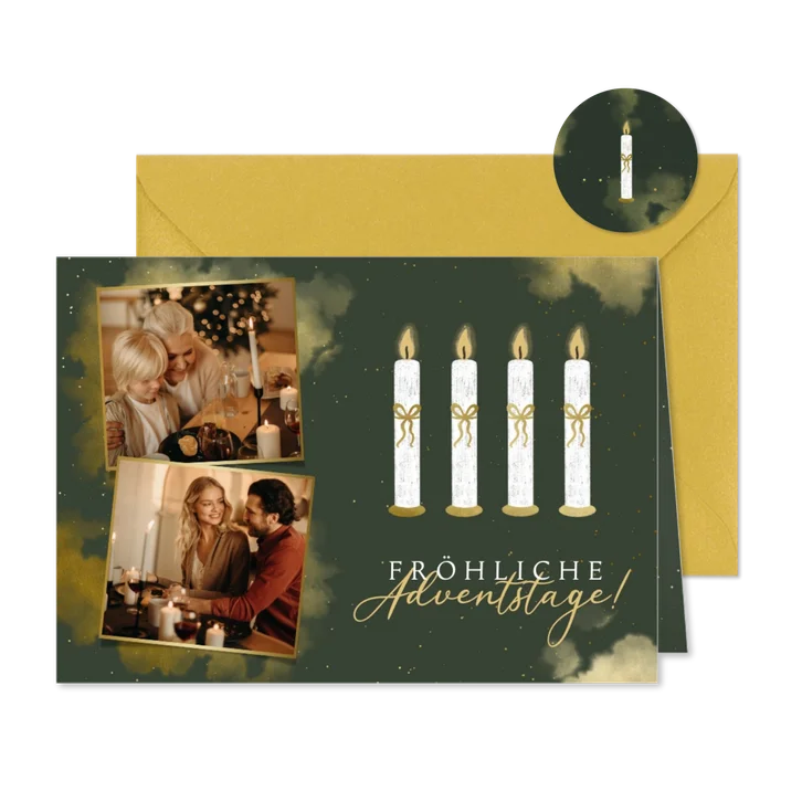 Adventskarte Kerzen und Fotos