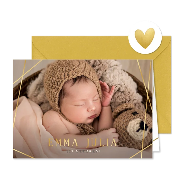 Baby-Fotokarte Goldakzente