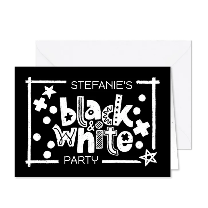 Black and White Party Fun Einladungskarte